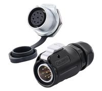 CNLINKO LP-20 Industrial Waterproof Connector IP68 Circular Connector Quick Plugging Aviation Connector Anti-Interference Shell Fast Release Connector M20 2-12 Pin Threaded Socket (9 Pin)