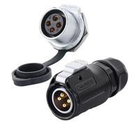 CNLINKO LP-20 Industrial Waterproof Connector IP68 Circular Connector Quick Plugging Aviation Connector Anti-Interference Shell Fast Release Connector M20 2-12 Pin Threaded Socket (4 Pin)