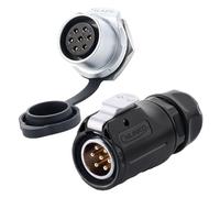 CNLINKO LP-20 Industrial Waterproof Connector IP68 Circular Connector Quick Plugging Aviation Connector Anti-Interference Shell Fast Release Connector M20 2-12 Pin Threaded Socket (7 Pin)