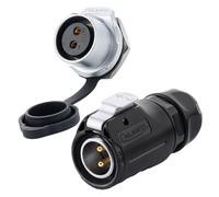 CNLINKO LP-20 Industrial Waterproof Connector IP68 Circular Connector Quick Plugging Aviation Connector Anti-Interference Shell Fast Release Connector M20 2-12 Pin Threaded Socket (2 Pin)