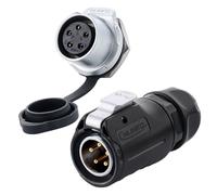 CNLINKO LP-20 Industrial Waterproof Connector IP68 Circular Connector Quick Plugging Aviation Connector Anti-Interference Shell Fast Release Connector M20 2-12 Pin Threaded Socket (5 Pin)