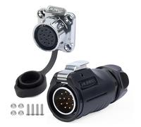 CNLINKO LP-20 Industrial Waterproof Connector IP68 Circular Connector Quick Plugging Aviation Connector Anti-Interference Shell Fast Release Connector M20 2-12 Pin Flange Socket (12 Pin)