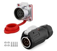 CNLINKO LP-24 12 Pin Waterproof Connector 10A 400V AC Quick Plug Circular Connector PBT Plastic Shell Fast Release Aviation Connector M24 Flange Socket (12 Pin)