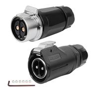 CNLINKO LP-28 2-Pin Industrial Circular Connector, IP68 Waterproof, Screw-Lock Cable Coupler, M28 Male & Female Pair for Automation & Control
