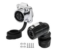 CNLINKO LP12 90° 2 Pin Circular Connector, IP68 Waterproof Quick Connect Right Angle Plug Panel Mount Flange Socket, for Industrial Outdoor Equipment Electrical Aviation Connector