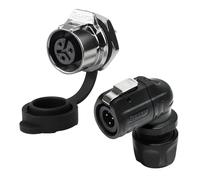 CNLINKO LP12 90° 3 Pin Circular Connector, IP68 Waterproof Quick Connect Right Angle Plug Panel Mount Single-Hole Socket, for Industrial Outdoor Equipment Electrical Aviation Connector