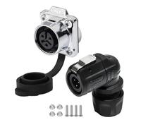 CNLINKO LP12 90° 3 Pin Circular Connector, IP68 Waterproof Quick Connect Right Angle Plug Panel Mount Flange Socket, for Industrial Outdoor Equipment Electrical Aviation Connector