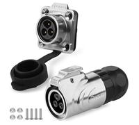 CNLINKO LP16 3-Pin Reverse Mount Female Plug and Male Socket for Automotive Machinery Outdoor Use IP68 Waterproof Circular Connector Metal Shell Quick-Connect Aviation Connector (3-Pin)