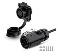 CNLINKO LP16 7-Pin Waterproof Connector with 1 Meter Cable, IP68 Circular Electrical Connector for Outdoor Automotive Machinery Quick Connect M16 Male Plug & Female Socket (7 Pin)