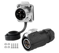 CNLINKO LP20 Reverse Mount 4-Pin Waterproof Circular Electrical Connector, IP68 Female Plug Male Socket for Automotive Machinery Applications Quick Connect Aviation Connector (Plastic Plug)
