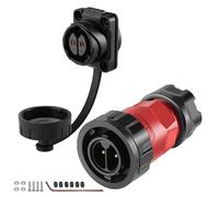 CNLINKO YM-20 2 PIN Screw Lock Waterproof Connector IP68 Aviation Circular Quick Plug PBT Plastic Shell M20 Male Female Flange Socket (2-Pin)