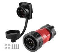 CNLINKO YM-20 9 PIN Waterproof Connector, IP68 Circular Connector, Quick Plugging Aviation Connector, PBT Plastic Shell Solder Connector M20 Male -Female Flange Socket (4 Hole Model)