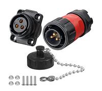 CNLINKO YM-20 Industrial Waterproof Connector IP68 Circular Connector Military Design Aviation Connector PBT Plastic Shell Connector M20 2-12 Pin Flange Socket (3 Pin)