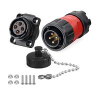 CNLINKO YM-20 Industrial Waterproof Connector IP68 Circular Connector Military Design Aviation Connector PBT Plastic Shell Connector M20 2-12 Pin Flange Socket (4 Pin)