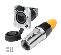 CNLINKO YT-RJ45 Waterproof Connector, Aviation Plug with Dual Port 180° to 90° Panel Mount Receptacles Socket, 8P8C Ethernet Connector for Home Networks, Industrial Applications