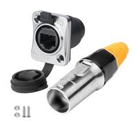 CNLINKO YT-RJ45 Waterproof Connector, Aviation Plug with Dual Port Straight Through Panel Mount Receptacles Socket, CAT5 8P8C Ethernet Connector for Home Networks, Industrial Applications
