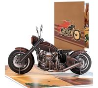 CNLITIHEKA 3D Motorcycle Birthday Card for Men, Father's Day Pop Up Card, Includes envelope.