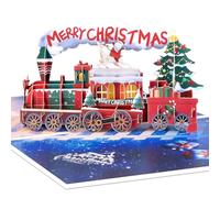 CNLITIHEKA 3D Train Christmas Card, Dream Train Pop Up Cards for Winter, Christmas or Holidays, Includes Envelope.