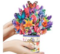 CNLITIHEKA Butterfly Flower Bouquet Pop Up Card Mother's Day Flower Card Get Well Soon Card Pop Up Greeting Card 3D Birthday Card Includes Envelope and Note Tag.