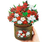 CNLITIHEKA Christmas Flowers Bouquet Greeting Cards, 3D Pop Up Christmas Cards, Poinsettias Plant, Card for Thanksgiving Xmas Includes Envelope.