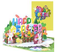 CNLITIHEKA Easter Pop Up Card, 3D Easter Greeting Cards, Easter Bunny Card, Happy Easter Cards, Pop Up Greeting Cards, for Kids Family Friends, Includes Envelope.
