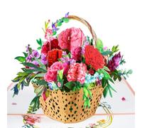 CNLITIHEKA Flower Basket Pop Up Card Mother's Day Cards Get Well Soon Card Happy Birthday Card Pop Up Flower Greeting Card Thinking of You Card Thank You Card for Girls Mon Women Wife Grandma.