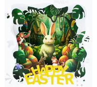 CNLITIHEKA Forest Bunny Box Greeting Cards, Pop Up Easter Card, Easter Eggs Pop Up Card, 3D Easter Cards, Pop Up Cards with Envelope and Blank Note.