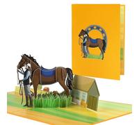 CNLITIHEKA Horse Birthday Card, Equestrian Sports Pop Up Card, Father's Day Card, 3D Horse Lover Card, Equestrian Gift Card for Son, Dad, Husband, Friends, All Occasion.