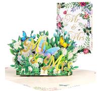 CNLITIHEKA Mr & Mrs Pop Up Cards with Butterfly Rose Gold Pop Up Wedding Cards for Birthday, Anniversary, Valentine's Day
