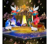 CNLITIHEKA Musical Christmas Card with Light, Holy Night, 3D Pop Up Christmas Cards With Lights & Music, for Men, Women.
