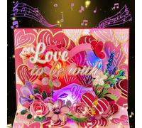 CNLITIHEKA Musical Valentine's Day Card, Light & Music Anniversary Cards Pop Up, Mother's Day Pop, Happy Anniversary, for All Occasion with Envelope.