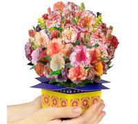 CNLITIHEKA Pop Up Carnation Flower Bouquet Card Get Well Soon Cards 3D Pop Up Birthday Card Thinking of You Greeting Card for Christmas Congratulations Gifts Includes Envelop, 210 x 290 mm