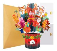 CNLITIHEKA Pop Up Christmas Bouquet Cards, Lovely 3D Greeting Cards, Paper Cards for Holidays, Includes Envelope