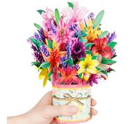 CNLITIHEKA Pop Up Flower Bouquet Card Lily Flower Card Get Well Soon Card Pop Up Cards 3D Popup Birthday Cards Gift Cards for Mother's Day Thinking of you Thanksgiving Christmas.