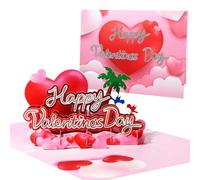 CNLITIHEKA Valentine 3D Pop Up Card Happy Valentines Day Greeting Card Thinking of You Card for Her & Him with Envelope and Blank Note