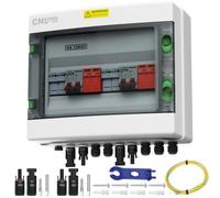 CNLONQ 2 String Solar PV Combiner Box 2 in 2 Out IP65 DC500V 32A Circuit Breaker with Surge Protector and 30A PV Fuse,Solar Disconnect Switch Outdoor Waterproof for Solar Panels System