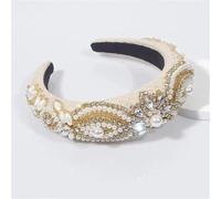 CNLPZGGNL Luxury Baroque Rhinestone Headband, Hand-Embroidered Crystal Bead Hair Hoop, Multi-Occasion Fashion Hair