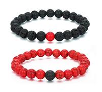 CNLQ Long Distance Wire Bracelets for Couples Friendship Matching Matte Agate Gift 8mm Bead Stone