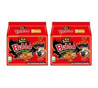 CNMART Korean Buldak Ramen Set - Extreme Spicy Hot Chicken Dried Hochi Instant Ramyun Noodles Halal (Pack of 10) with Chopsticks