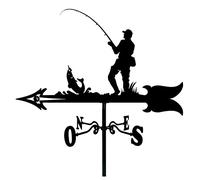 CNMJI Farmhouse Weather Vane Roof Mount, Fishing Retro Durable Scene Wind Direction Indicator Black Garden Mount Yard Decoration Wind Direction Indicator Outdoor Bracket - Metal