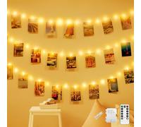 CNMTCCO 100 LED Photo Clip String Lights, 10M Battery Powered Fairy Lights with 50 Clips Hanging Photos, with Remote,8 Modes Fairy Lights,for Bedroom Wedding Party Birthday Halloween Christmas Decor