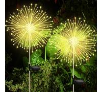 CNMTCCO 2pack Solar Firework Garden Lights, 120 LED Firework Lights Outdoor Garden 8 Modes Starburst Light Waterproof for Lawn Pathway Patio Yard Party Backyard Decoration (Warm White)