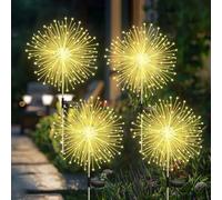 CNMTCCO 4 Pack Solar Firework Garden Lights, 120 LED Firework Lights Outdoor Garden 8 Modes Starburst Light Waterproof for Lawn Pathway Patio Yard Party Backyard Decoration (Warm White)