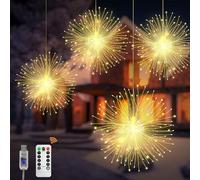 CNMTCCO Christmas Fairy Lights, 4 Pack Hanging USB Firework Lights 480pcs led 8 Modes,Globe Waterproof Copper Wire Lights,Suitable for Home Christmas Halloween Outdoor Party Backyard Decoration