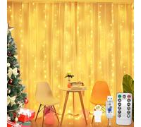 CNMTCCO Curtain Lights Indoor, 3m x 3m 300 LED Fairy Lights USB Powered, Waterproof Window Light with 8 Modes/Remote/Timer, Warm White String Light for Bedroom/Wall/Garden/House Decorations