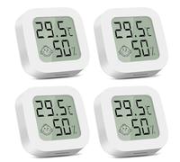 CNMTCCO Digital Room Thermometer Indoor, 4 Pack Hygrometer Humidity Meter for Baby Nursery, Home, Greenhouse, Temperature and Humidity Monitor with Clear LCD Display(White)