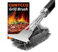 CNMTCCO Grill Brush and Scraper - 45cm Extra Long Stainless Steel BBQ Cleaner, Heavy Duty 360° Wire Bristles for Gas, Charcoal, Electric & Weber Barbecue Accessories - Rust Proof & Safe