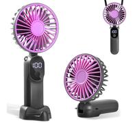 CNMTCCO Hand Held Fan,Portable Handheld USB Rechargeable Fans with 6 Speeds,Battery Operated Mini Fan Foldable Desk Desktop Fans with LED Display for Office,Travel,Camping,Outdoor,Travel (Grey)