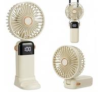 CNMTCCO Handheld Fan,Portable Mini Fan 3000 mAh Rechargeable with 5 Speeds,Quiet Foldable Desk Fan,Small Pocket Hand Fan with Base & Lanyard for Travel,Office,Home and Summer Essentials (White)