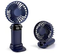 CNMTCCO Handheld Fan, Rechargeable Portable Fan with LED Display, 5 Speeds Mini Fan 90-Degree Foldable Hand Fan, USB Desk Fan for Home Office Bedroom Outdoor Travel (Blue)